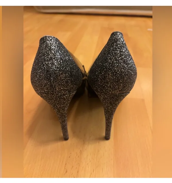 NEW Marc Fisher Black pointed Toe Glitter Pump Patent Leather - Image 3