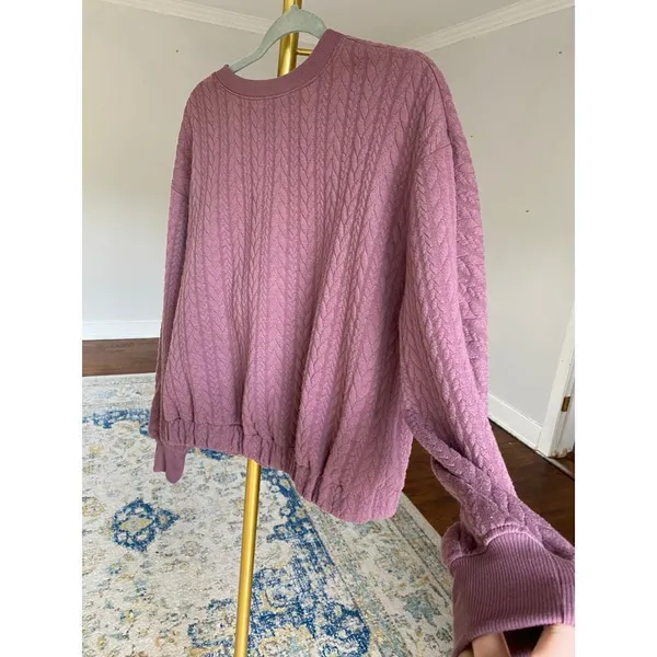 A New Day Quilted Cable Knit Sweatshirt Quiet Luxury Parisian Cozy Pullover Y2K - Image 5