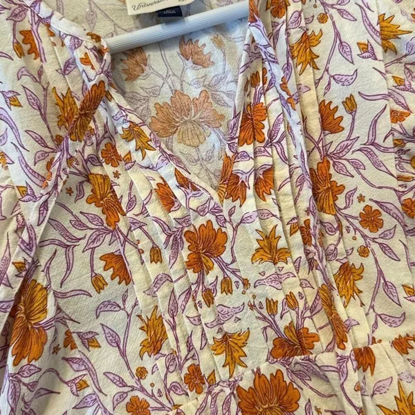 Universal Thread orange pink bohemian floral puff sleeve dress xs - Image 10