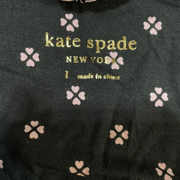 Kate Spade black pink polka dot‎ pajama top sz L - Image 5