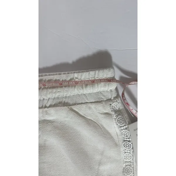 Marissa Olivia Women Linen Blend Shorts White XL Drawstring Casual Resort - Image 4