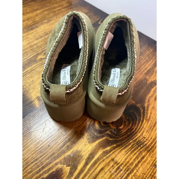 Olivia &‎ Kate Olive Green Platform Slippers Size 6 - Image 4