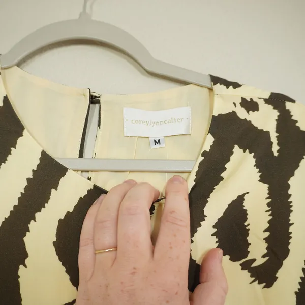 Corey Lynn Calter Size M Anthropologie Zebra Print Midi Shift Dress Brown Cream - Image 6