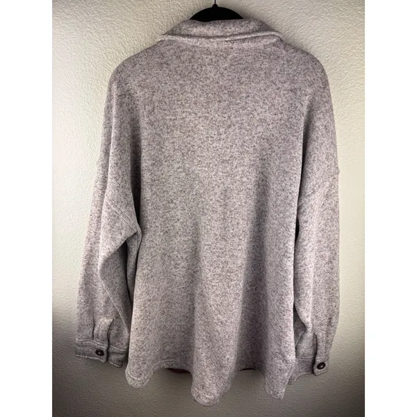 Madewell MWL (Re)sourced Sweater Fleece Shirt-Jacket Shacket Oversized XL‎ Gray - Image 5