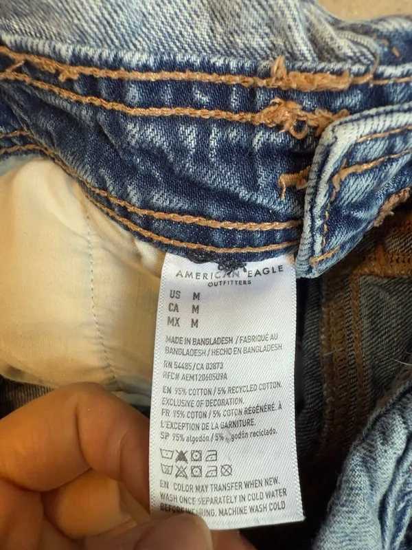 American Eagle Medium Wash Denim Classic Overalls Size M - Image 6