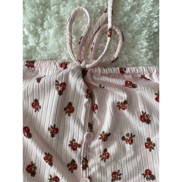 Love Wins Womens Pink Floral Strappy Light Tank Top NEW Large - Image 3