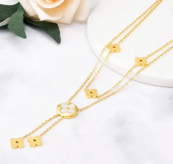 Clovers Gold Layered Necklace - Image 5