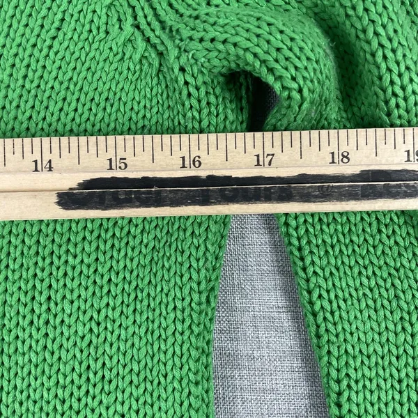 Lauren Ralph Lauren Sweater Womens PM Green Crew Neck Chunky‎ Knit Shirttail Hem - Image 5