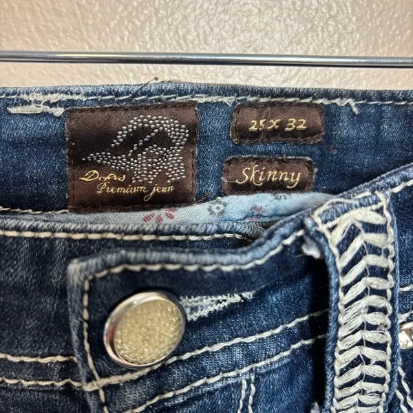 DryAd Women's Jeans Skinny Embellished Pockets Y2K Size 25 x 32 Dark - Image 4