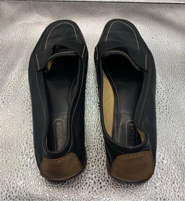 Vintage Coach Slip On Chunky Loafers women Size 6.5B Black leather F5 - Image 6