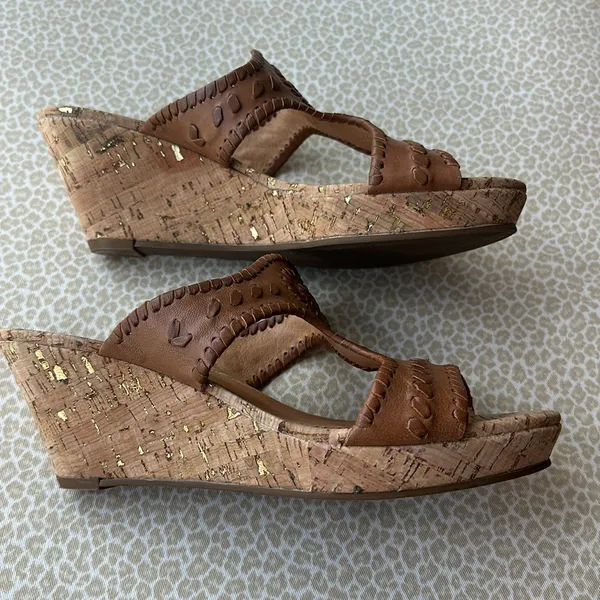 Jack Rogers Cork Wedge Leather Sandals size 8 - Image 3