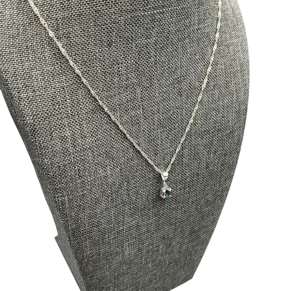 Sterling Silver Very Pretty Multi-green Crystal 925 Signed Pendant/ Silver plated Chain - Image 5