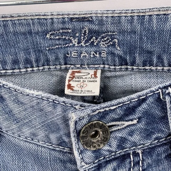 Silver Jeans AIKO Light Wash Distressed Straight Leg Jeans Size 29 - Image 4