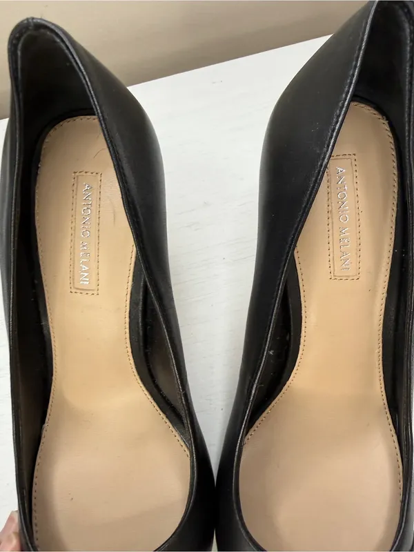 Antonio Melani Black Leather Pointed Toe Stiletto Pumps sz 10 - Image 11