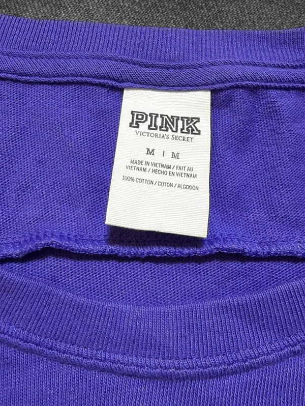 PINK Victoria’s Secret Purple Cotton Rhinestone Tee M - Image 4