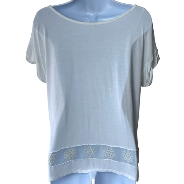 Free People White Floral Sheer Top Lightweight Fairy Festival Boho Feminine S - Image 6