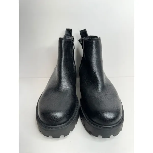 Zodiac‎ Ankle Booties Size 5 Black Chunky Sole Block Heel Faux Leather Boots - Image 4