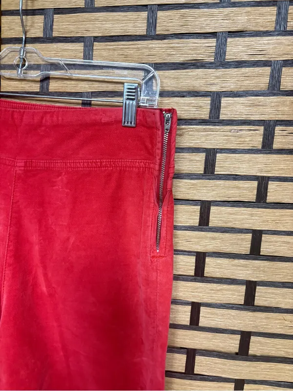 Free People Coral/Red In My Feelings Velvet Crop Flare Pants Size Medium - Image 4