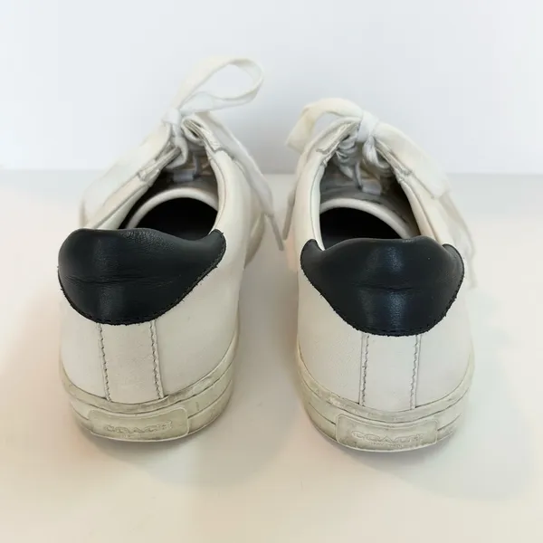 Coach Porter Lace Up Sneakers in White & Navy - Image 4
