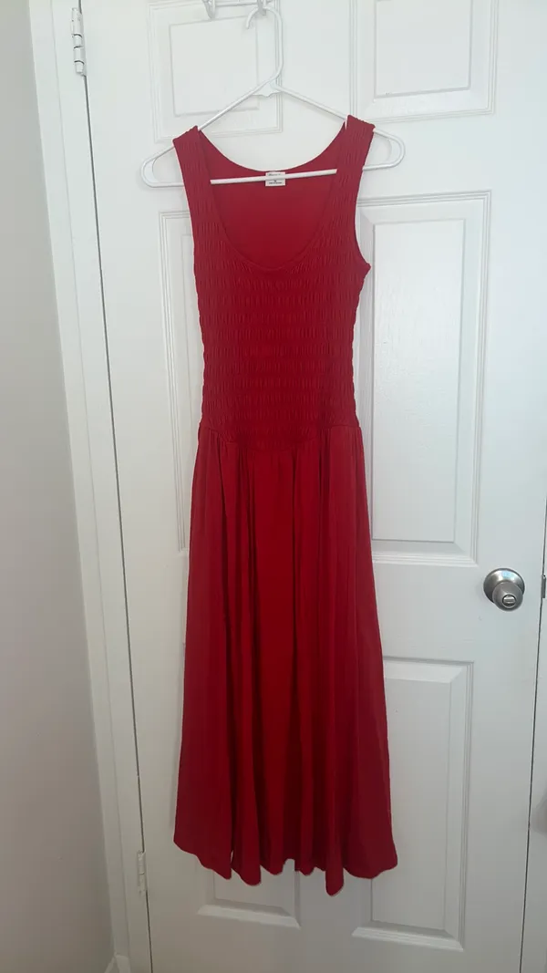Abercrombie & Fitch Sydney Smocked Reversible Neckline Knit Midi Dress - Image 7