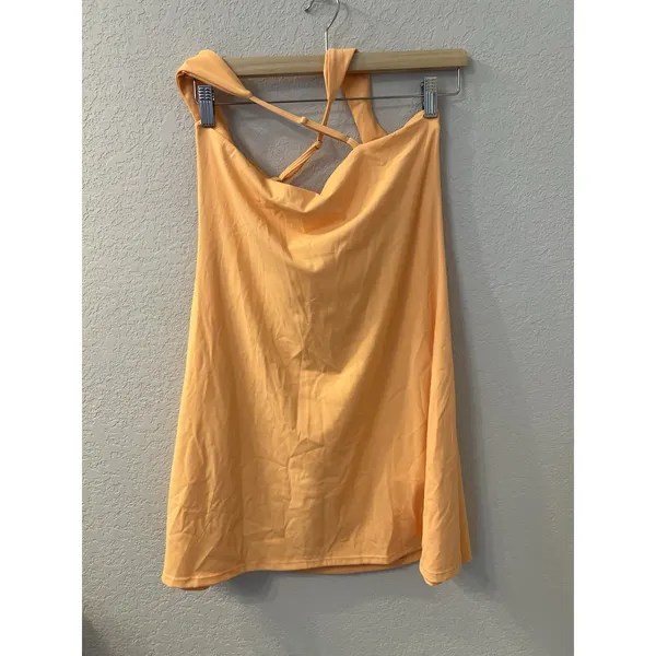 Qinsen Women's Salmon Strappy‎ Mini Dress Size M Casual Short - Image 3