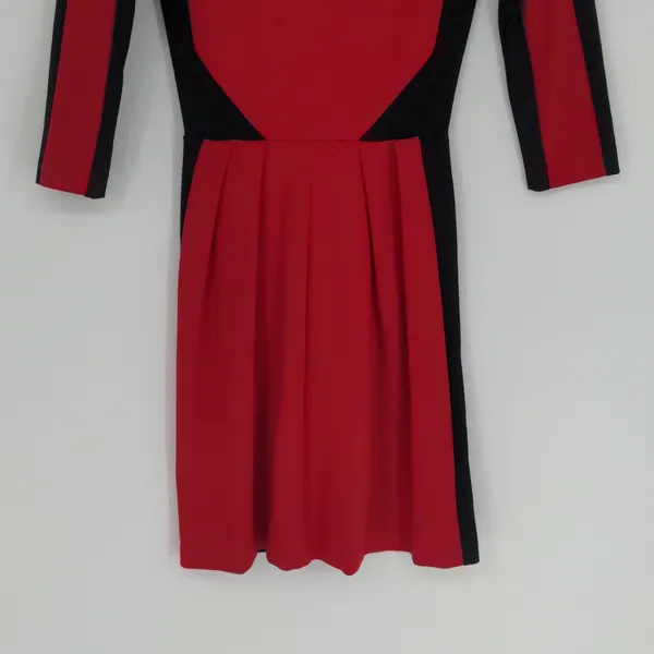 Amanda‎ Uprichard Women's Racer Dress Size P Petite Red Black Mini 3/4 Sleeve - Image 3