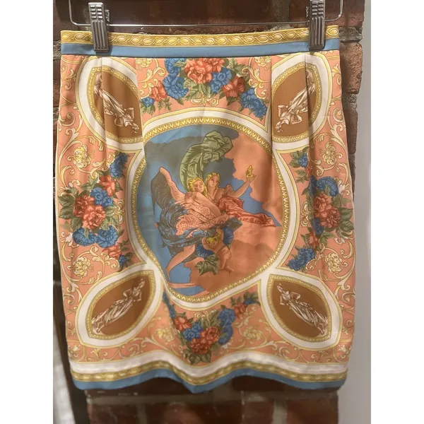 Korean Romantic Elegant Tapestry Scarf Print Mini Skirt size 0 - Image 4