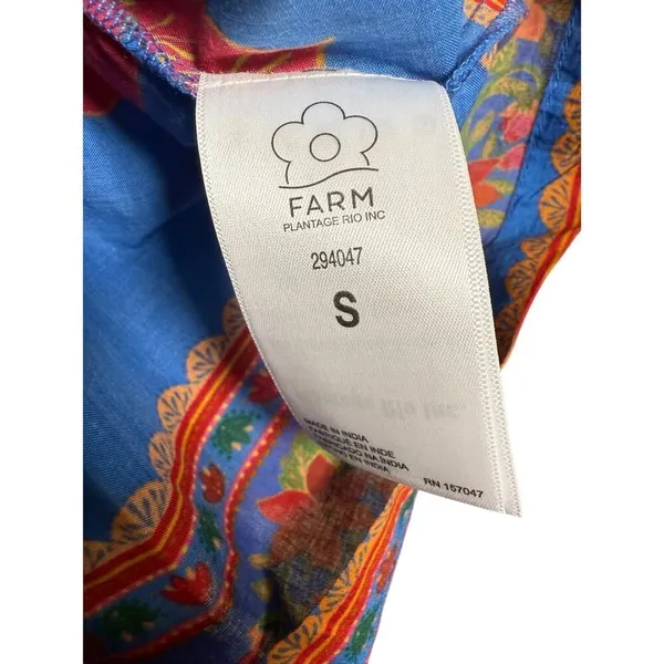Farm Rio Tropical Tapestry Blouse Lace Inset Sz. S - Image 9