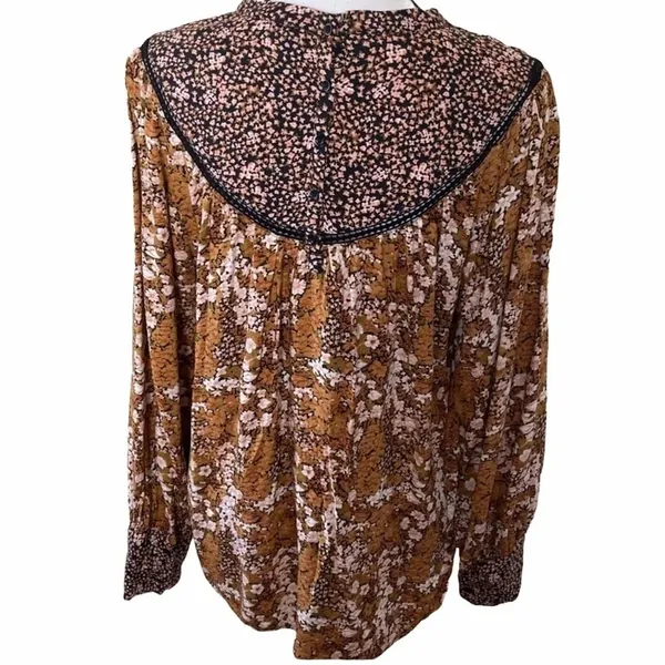 Hinge Nordstrom Boho Mixed Print Blouse Top Shirt v6x - Image 3
