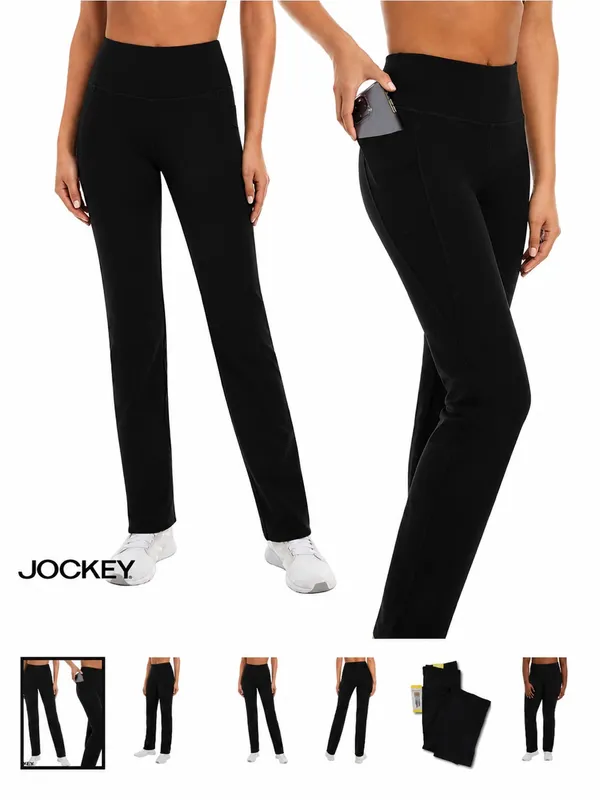 Jockey High-Rise Side Pockets Moisture Wicking Active Yoga Pants Large - Image 2