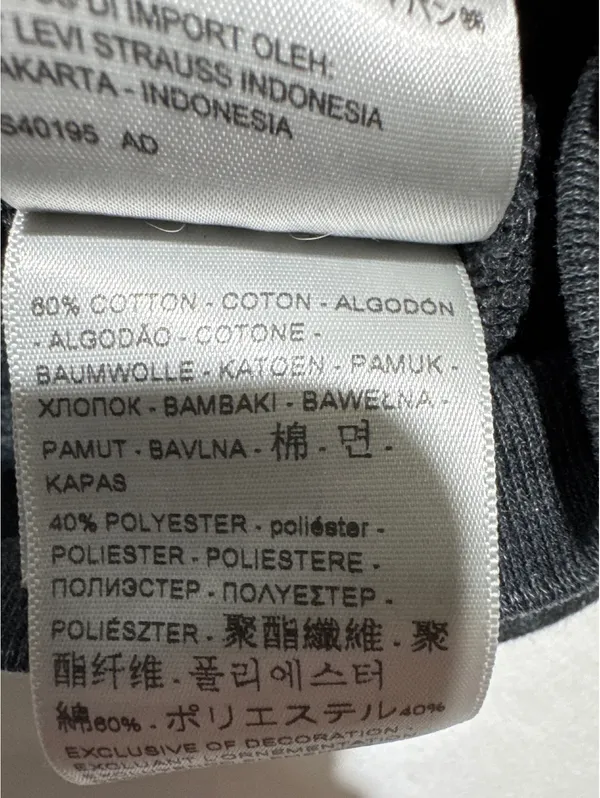 Levi's Classic Black Crewneck Sweatshirt - Size Large, Made - Image 5