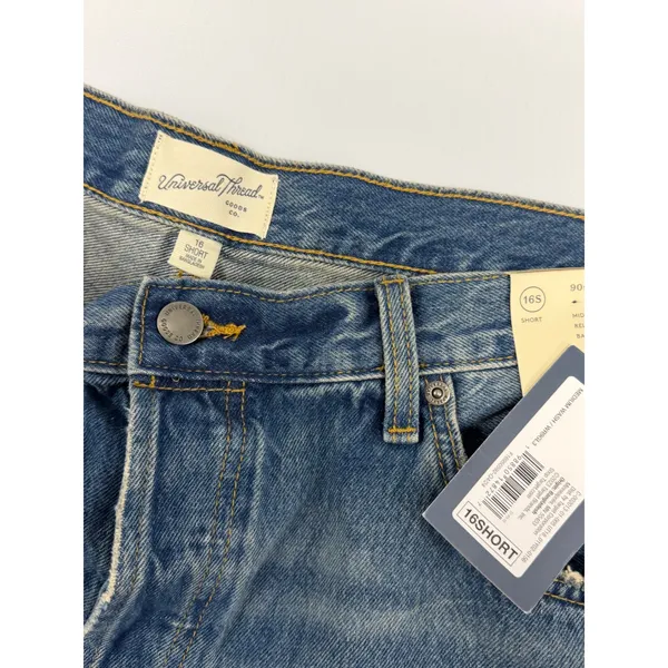Universal Thread 90s Baggy Jeans size 16 Short Medium Wash Patchwork Distressed - Image 3
