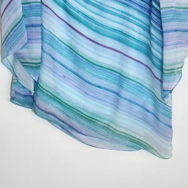 Chico's Colorful Stripe Asymmetrical Hem Tunic Blouse Size 1 (Medium) - Image 3