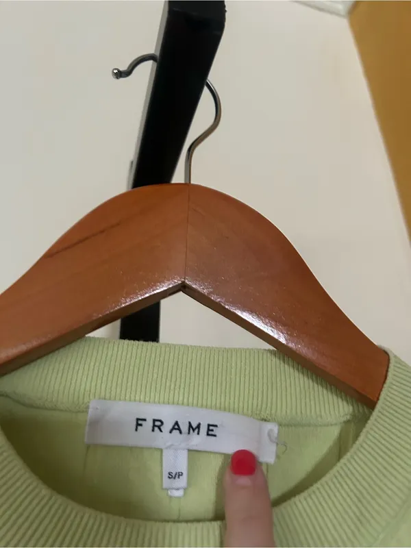 FRAME Mixed Rib Sweater In Bright Lime Green Ribbed Top Half Sleeve‎ Size Small - Image 7