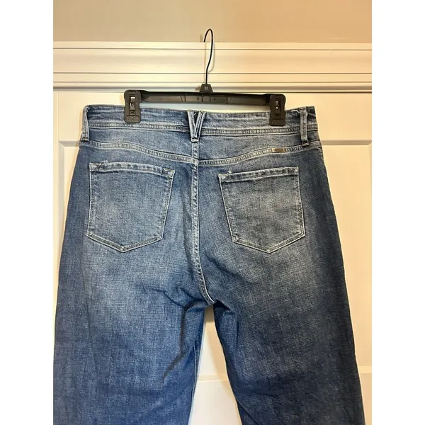 KanCan Mid Rise Straight Leg Jeans Size 13/30 Dark Wash Stretch Denim Frayed Hem - Image 5