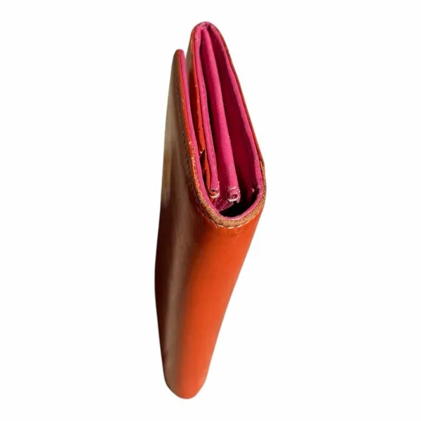 Kate Spade New York Continental Wallet Orange Hot Pink Leather Colorblock - Image 5
