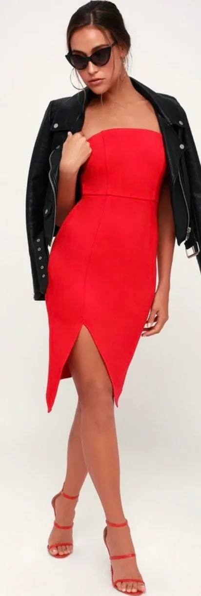 Red Bodycon Midi Dress - Image 3