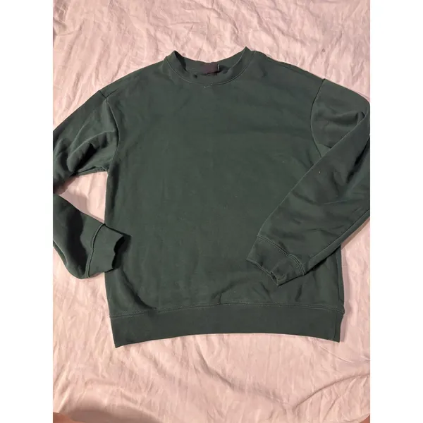 H&M Relaxed Fit Dark Forest Green Crewneck Sweatshirt XS Oversized Pullover - Image 2