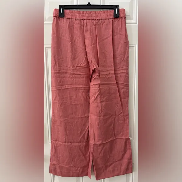 NWT Andie Coral Wide-Leg Pants Linen Blend Size L High-Waisted Elastic Waist - Image 2