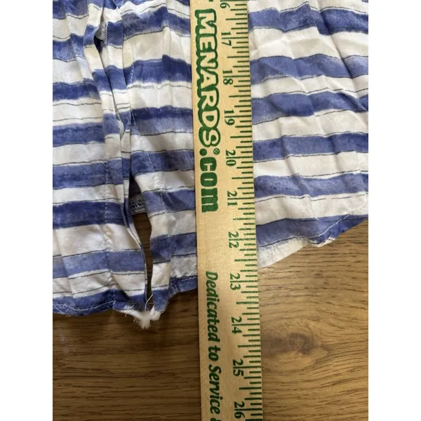 Humming Bird Women Size Measured Button Down Blouse‎ Short Sleeve Stripe Pocket - Image 4