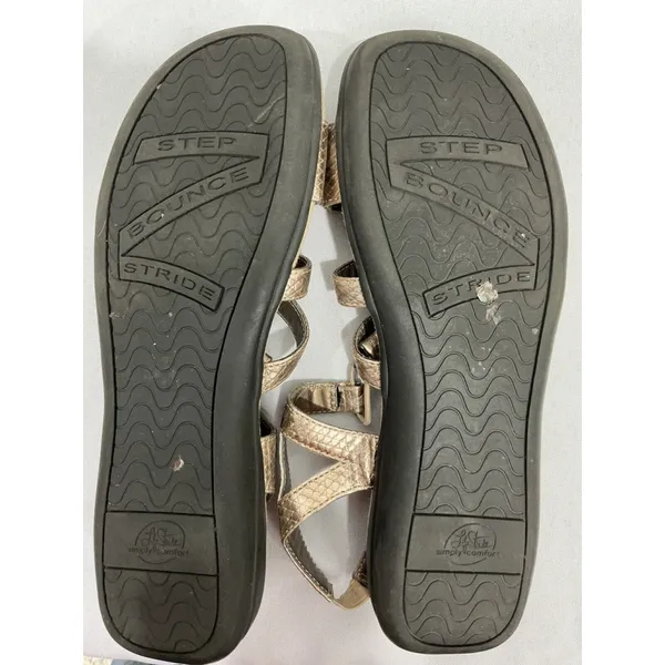 Womans Life Stride Simply Comfort Size 8 Strappy Open Toe Sling Back Gold Sandal - Image 6