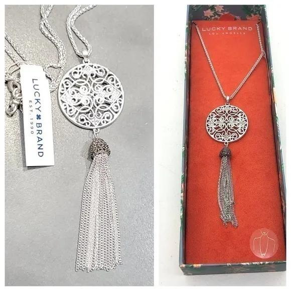 NWT Lucky brand silver pendant tassel necklace - Image 2