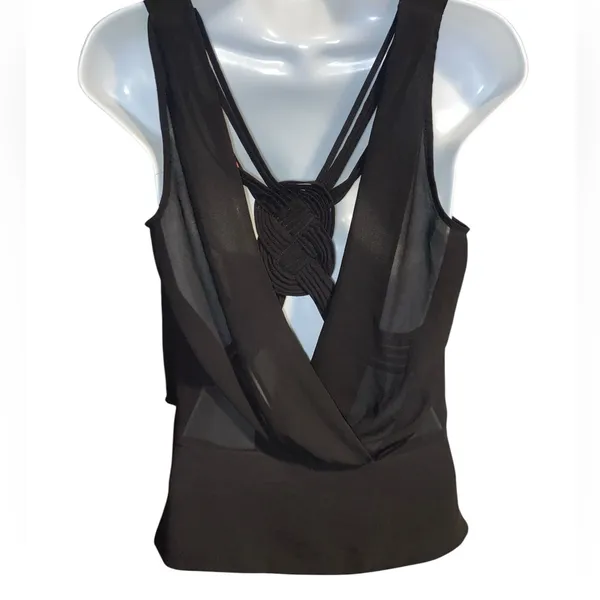 Love Tree Black Sleeveless Blouse Size Medium (Look At The Back Details) - Image 2