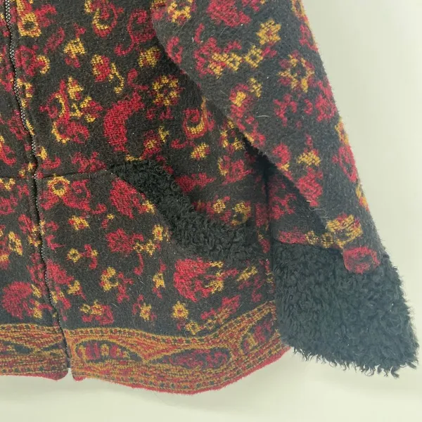 IVY Tapestry Full Zip Jacket Black Red Paisley Pockets Mock Neck Size Medium - Image 6