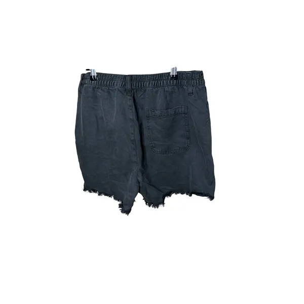 Aerie Womens Faded Black Lyocell Linen Blend Raw Hem Shorts Size Medium Relaxed - Image 5
