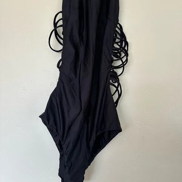 House of CB London Black Ladderback One‎ Piece Swim Zipper Size S - Image 5