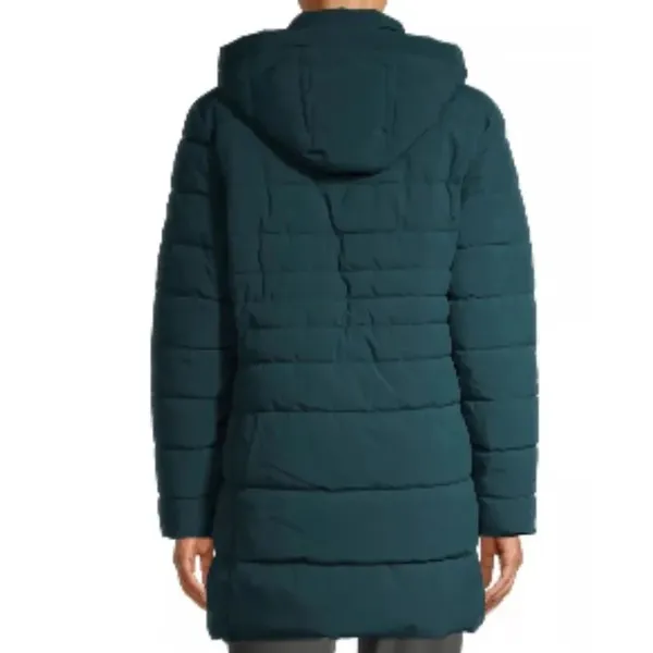Swiss Tech Women’s Blue Green Puffer Jacket Hooded Quilted Design Size L 12/14 - Image 15