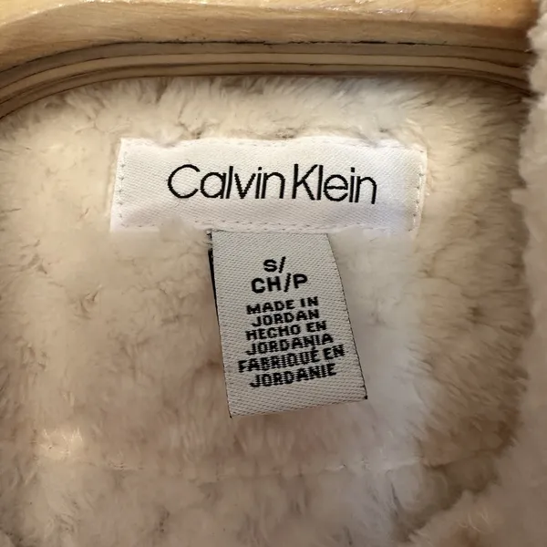 Calvin Klein Women's Size Small Ivory Cream‎ Sherpa Teddy Full Zip Vest - Image 4