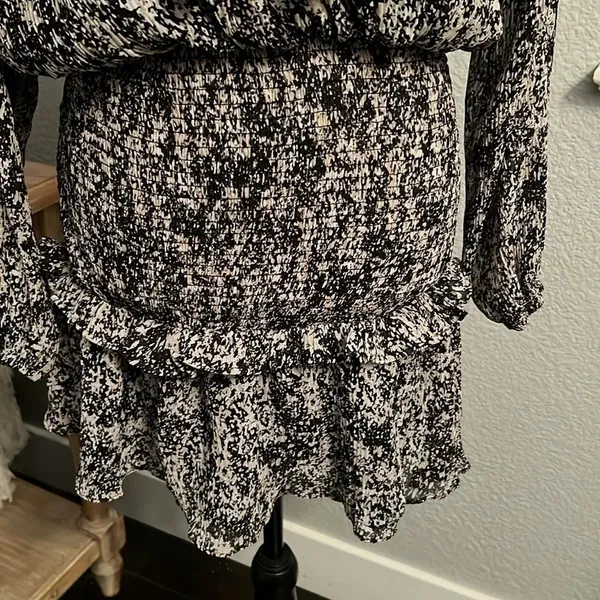 Aqua Leopard Smocked Mini Dress Size Small - Image 5