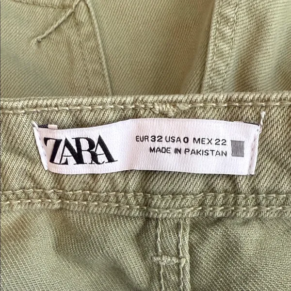 Zara Size 0 Women's Teen Girl Olive Green Women's Jeans BROKEN ZIPPER - Image 6